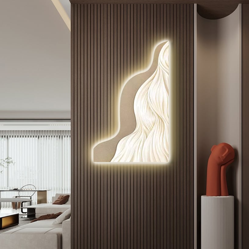 HMR - 39.4" Modern Wall Art Home Decor Built-in LED Lights