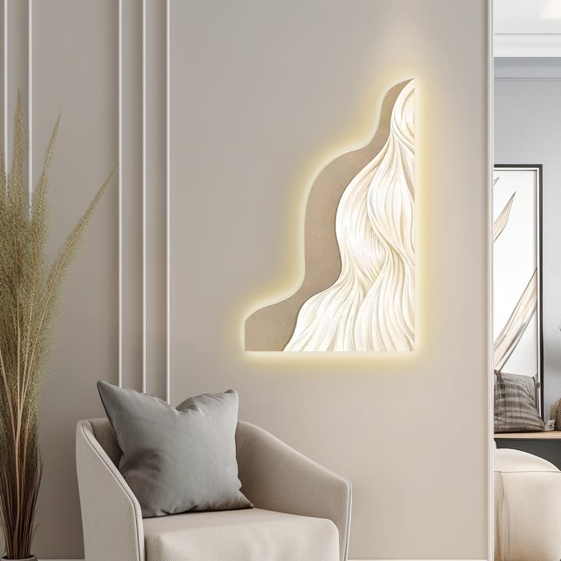 HMR - 39.4" Modern Wall Art Home Decor Built-in LED Lights