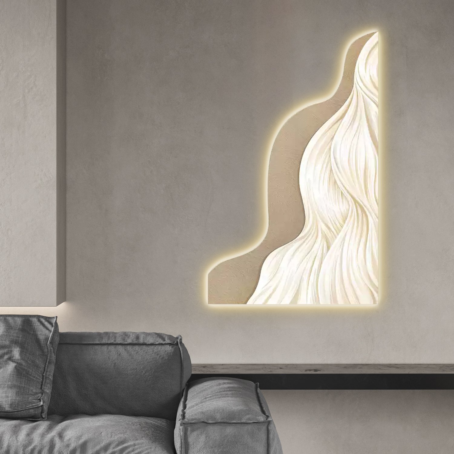 HMR - 39.4" Modern Wall Art Home Decor Built-in LED Lights