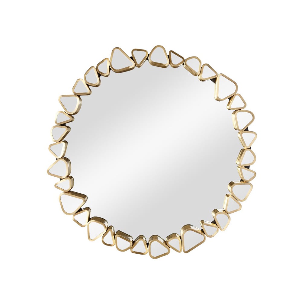 HMR - Modern Large Gold Irregular Pebble Wall Mirror Decor with Geometric Frame Living Room