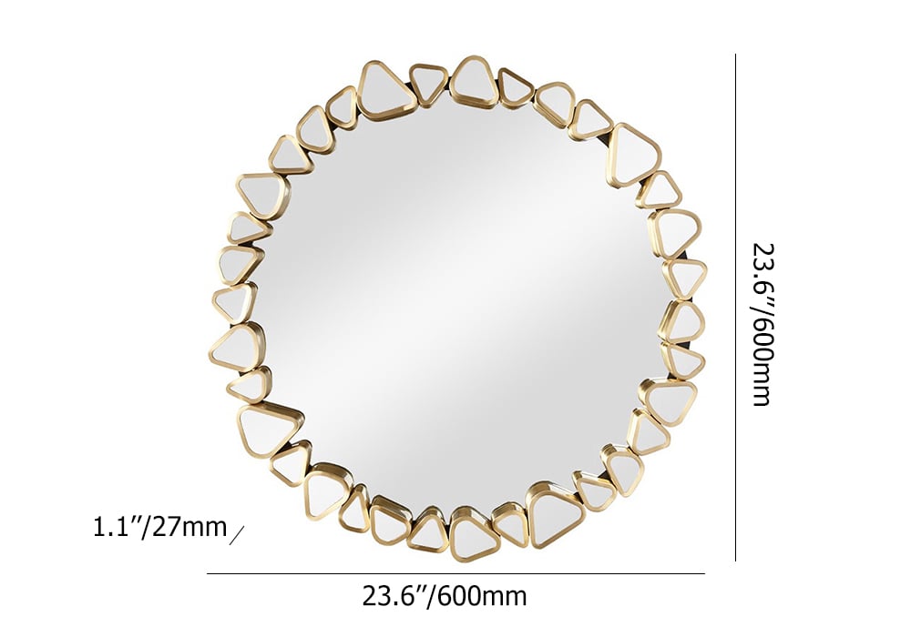HMR - Modern Large Gold Irregular Pebble Wall Mirror Decor with Geometric Frame Living Room