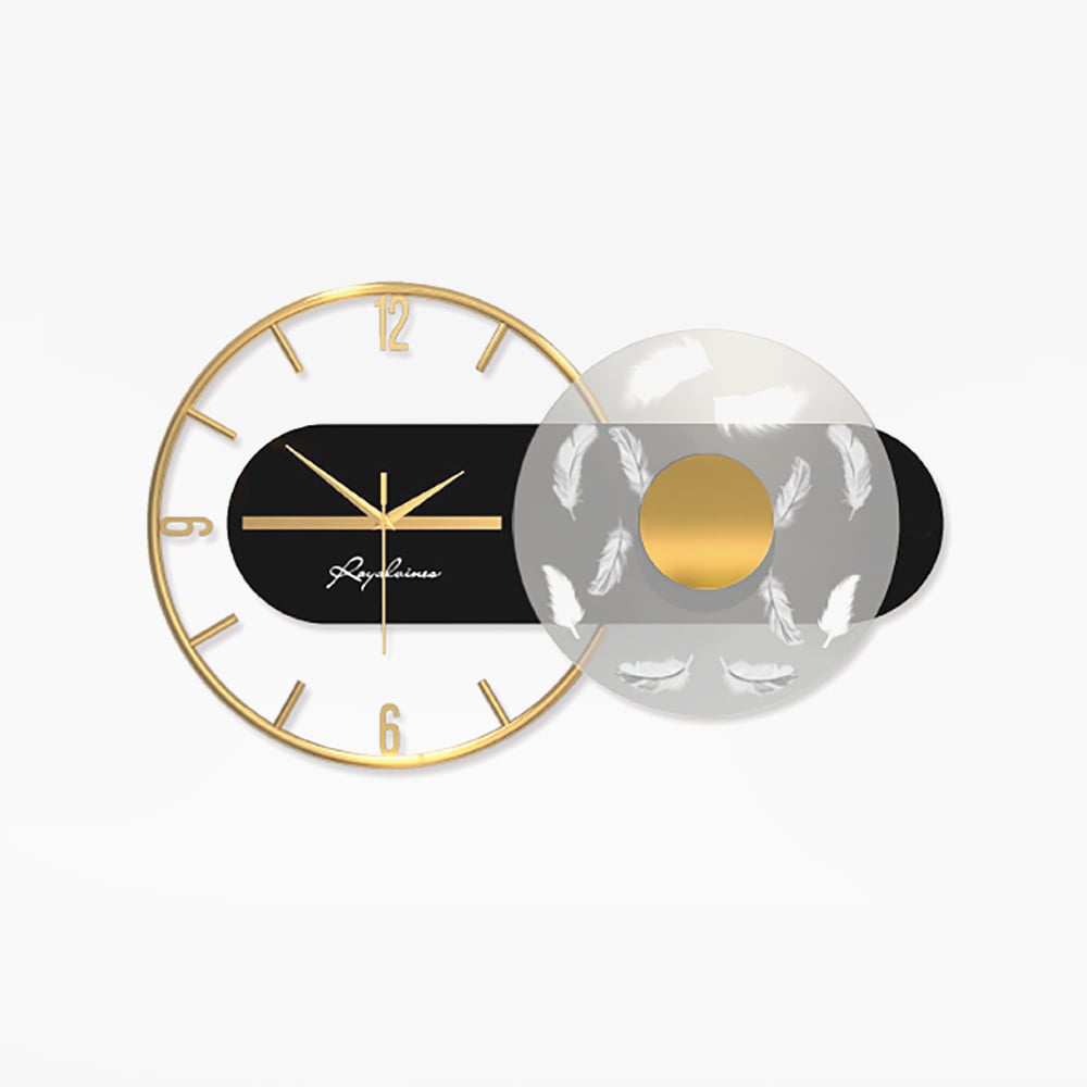 HMR - 23.6" Modern LED Black & Gold Geometric Metal Silent Wall Clock