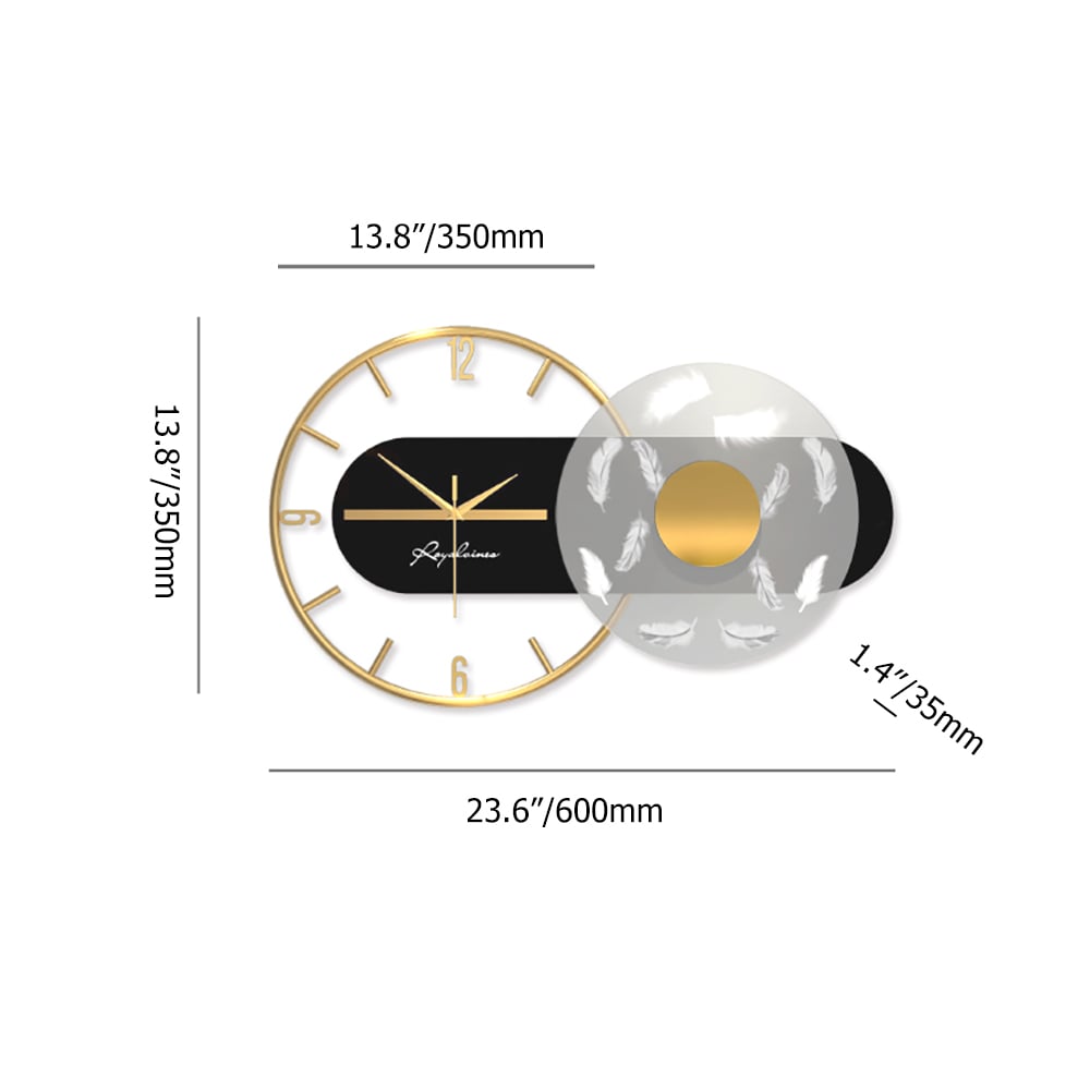 HMR - 23.6" Modern LED Black & Gold Geometric Metal Silent Wall Clock