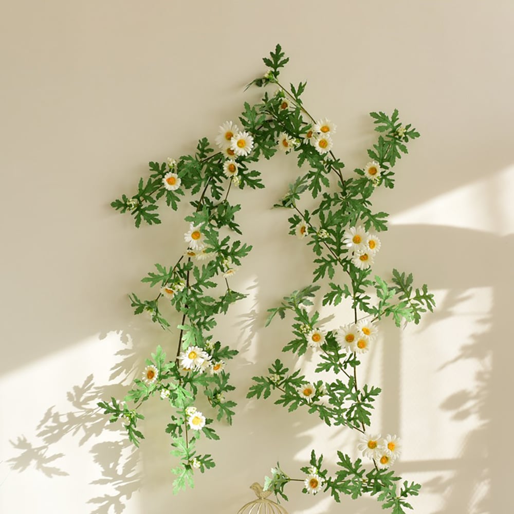 HMR - Boho Hanging Artificial Vines Fake Silk Flower Garlands with The Handmade Straw Hat