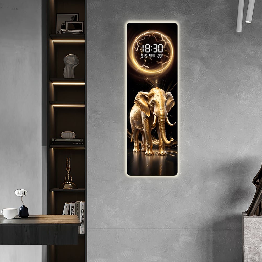 HMR - Modern Elephant Home Decor Digital Wall Clock with LED