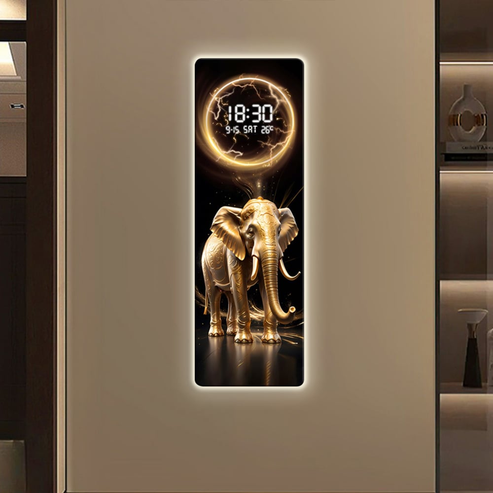 HMR - Modern Elephant Home Decor Digital Wall Clock with LED