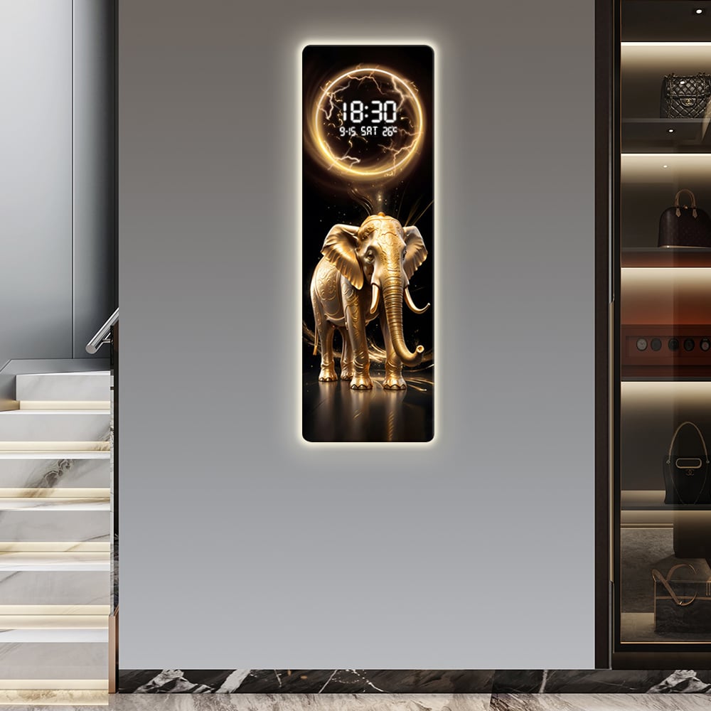 HMR - Modern Elephant Home Decor Digital Wall Clock with LED