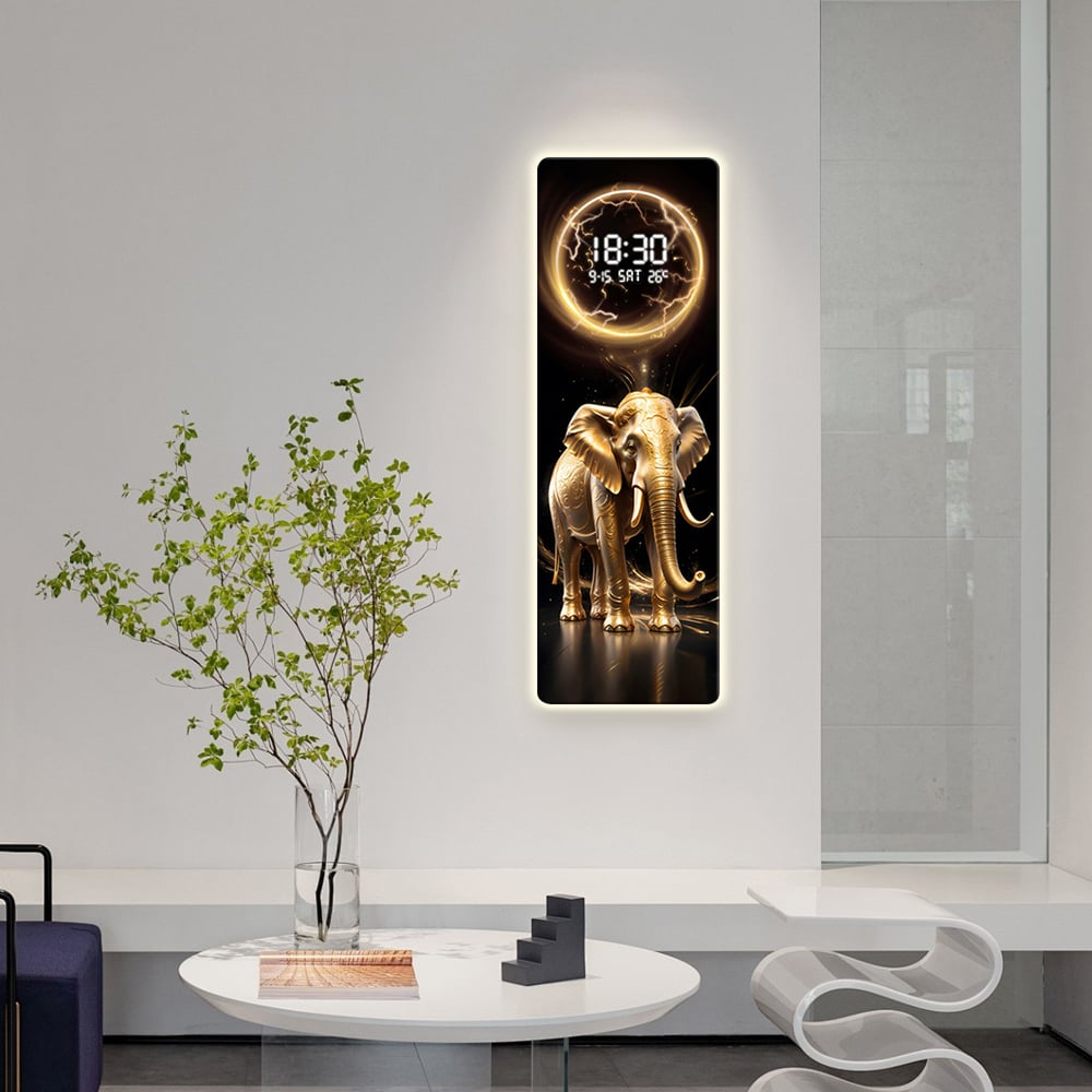 HMR - Modern Elephant Home Decor Digital Wall Clock with LED