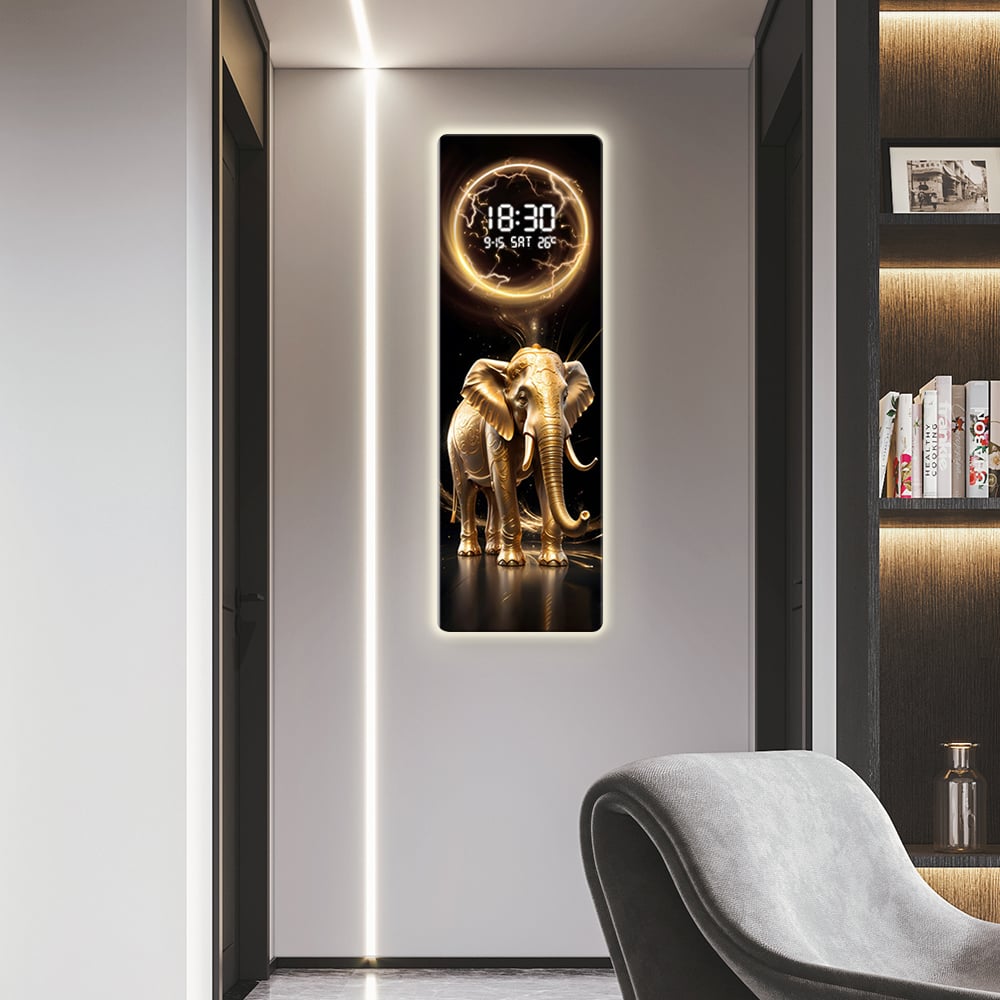 HMR - Modern Elephant Home Decor Digital Wall Clock with LED