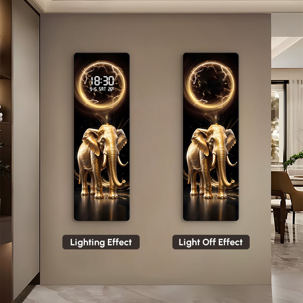 HMR - Modern Elephant Home Decor Digital Wall Clock with LED