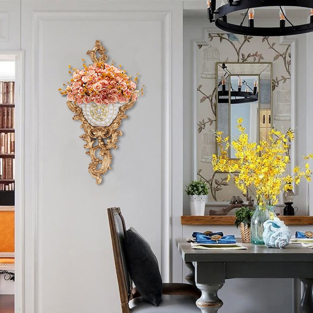 HMR - Shinely 26" European Retro Resin Wall Mount Flower Vase Decor Art Living Dining Room