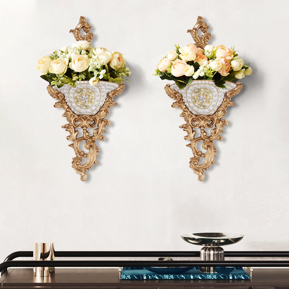 HMR - Shinely 26" European Retro Resin Wall Mount Flower Vase Decor Art Living Dining Room