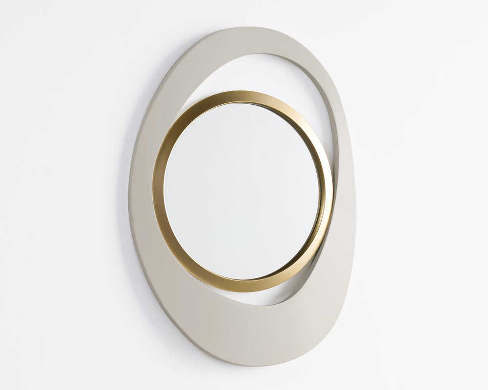 HMR Modern White & Gold Abstract Geometry Wall Mirror Decor Living Room Bedroom - White & Gold, 26" x 35"