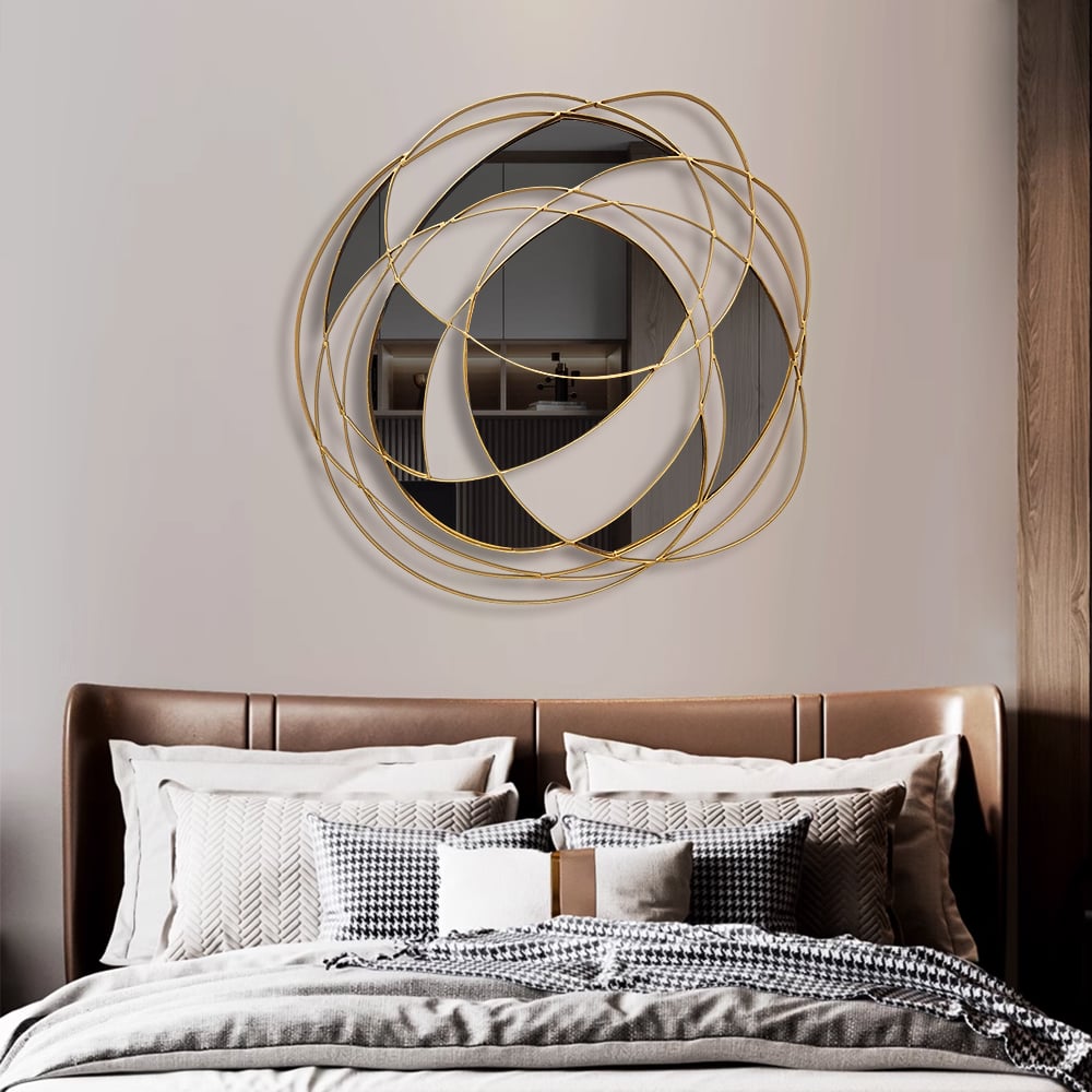 HMR - Modern Abstract Gold Twisted Metal & Stainless Steel Wall Decor Art Living Room Bedroom