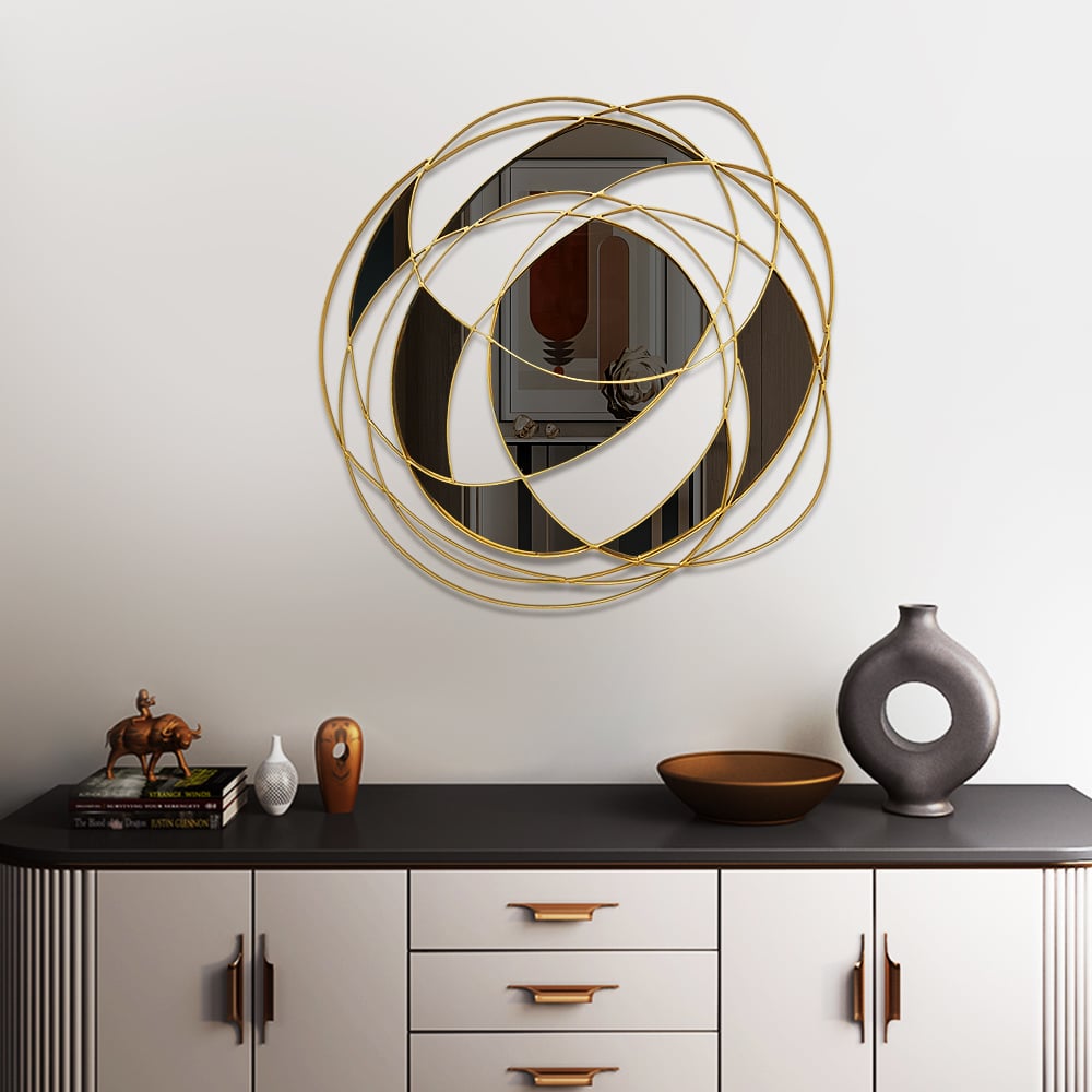 HMR - Modern Abstract Gold Twisted Metal & Stainless Steel Wall Decor Art Living Room Bedroom