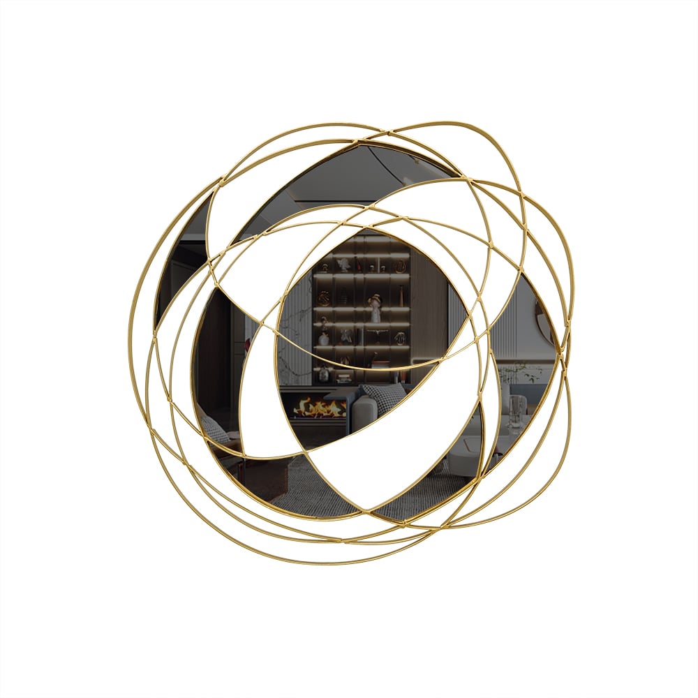 HMR - Modern Abstract Gold Twisted Metal & Stainless Steel Wall Decor Art Living Room Bedroom