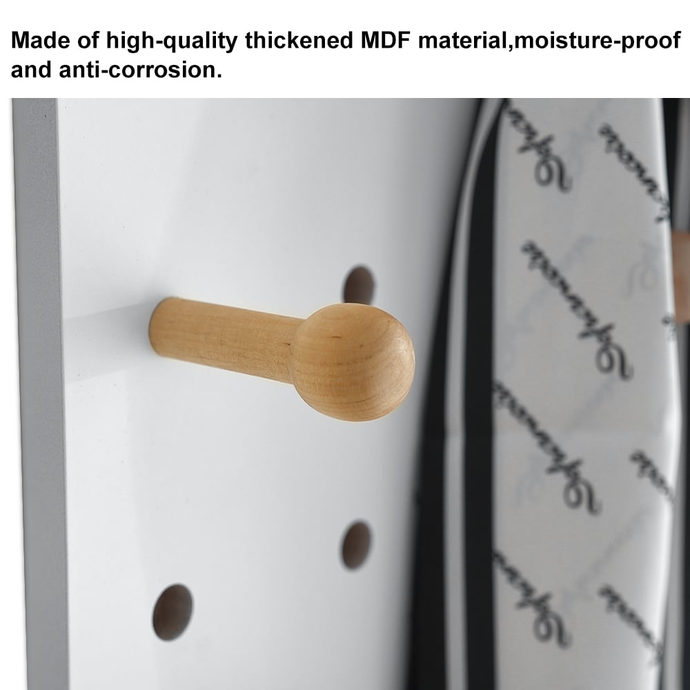 HMR - 47.2" Pegboard Hidden Sliding Dressing Full Length Floating Wall Mirror Coat Rack Hooks