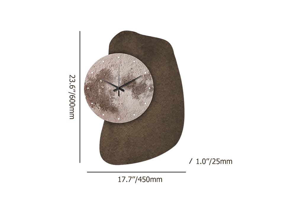 HMR - 23.6" Unique Abstract Geometric Moon Wall Clock 3D Japandi Decor Art Living Room Bedroom