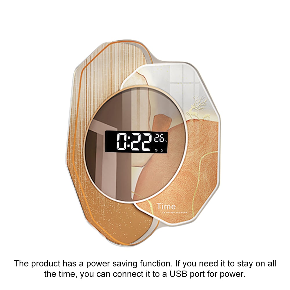 HMR - 20.9" LED Digital Display Abstract Acrylic Wall Clock Modern Decor Art in Orange