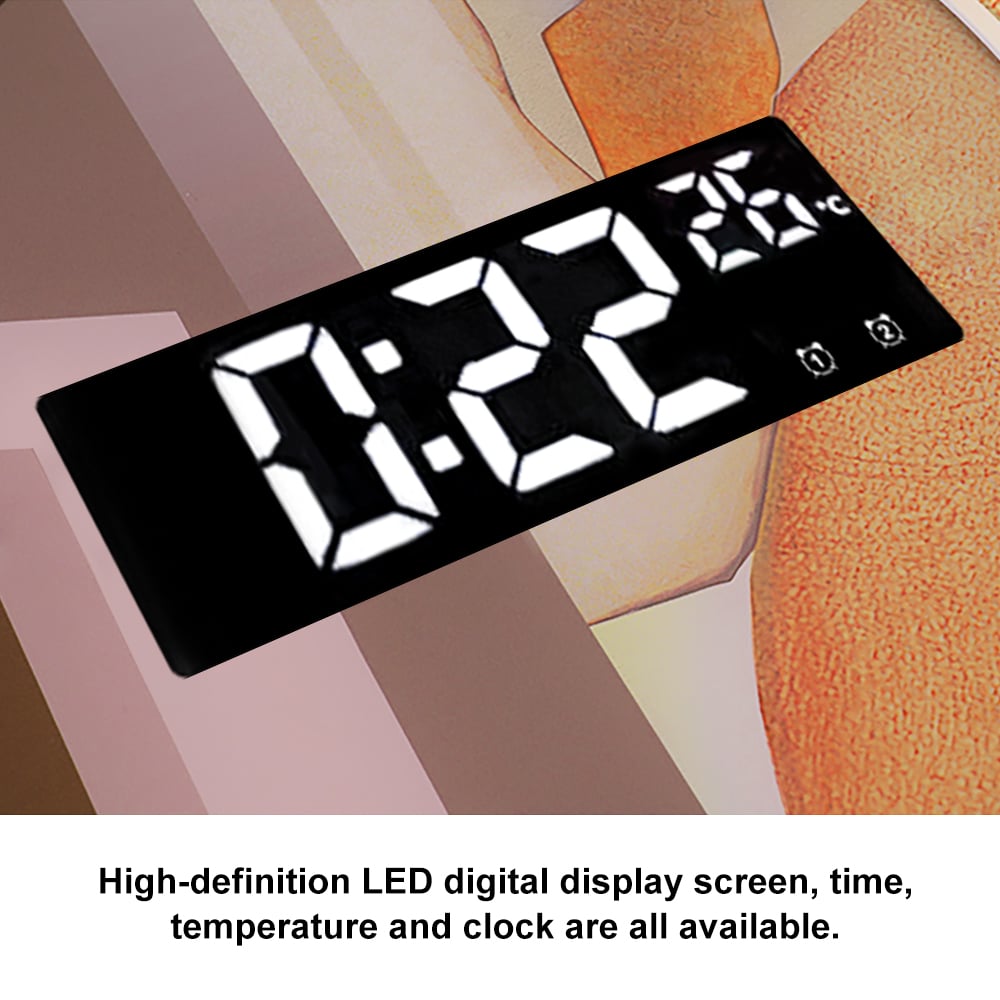 HMR - 20.9" LED Digital Display Abstract Acrylic Wall Clock Modern Decor Art in Orange