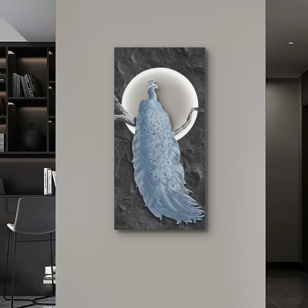 HMR - 39.4" Modern LED Peacock Wall Art with USB Charging