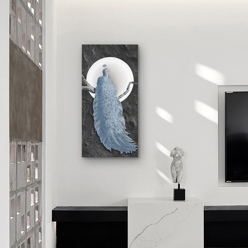 HMR - 39.4" Modern LED Peacock Wall Art with USB Charging
