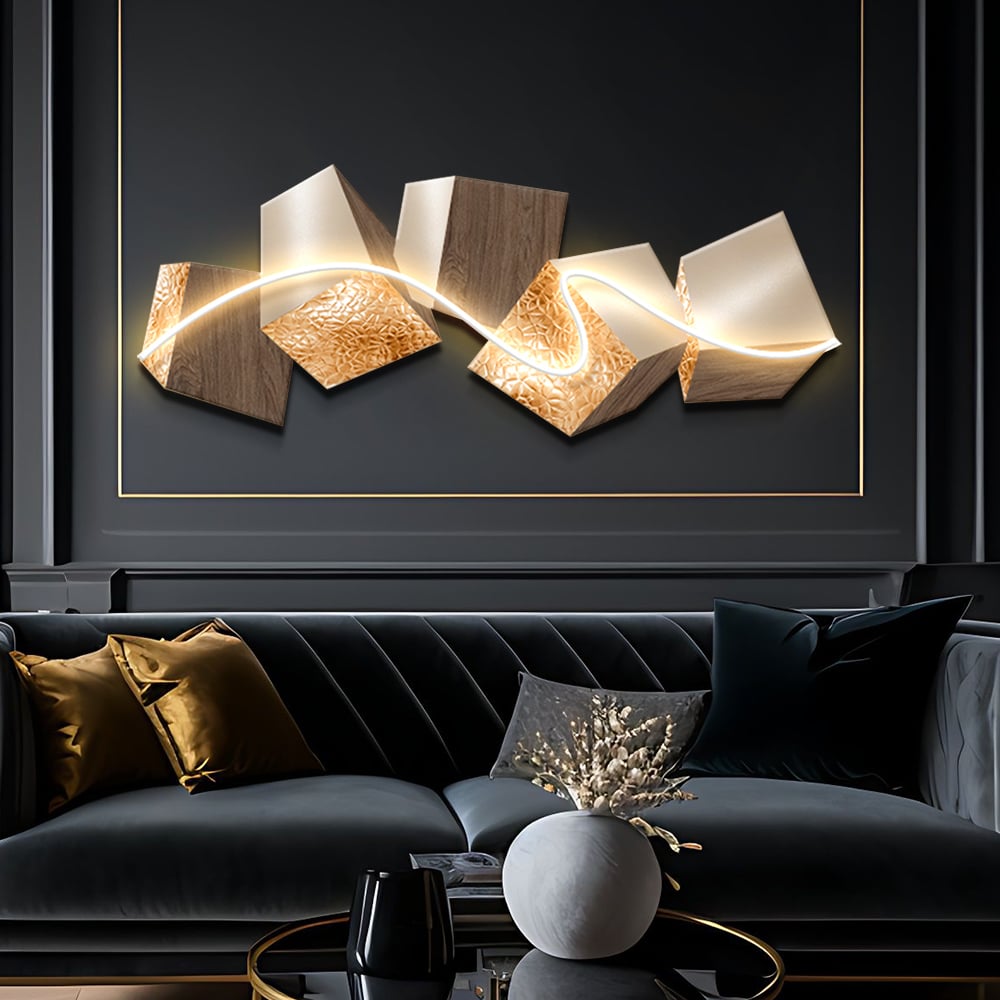 HMR - 39.4" LED Acrylic Abstract Geometric Wall Decor Modern Art Living Room Bedroom