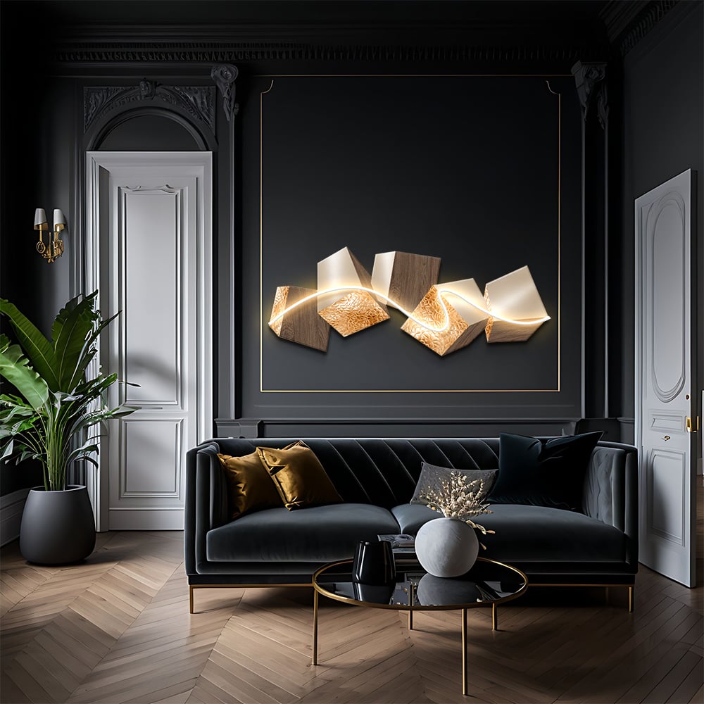 HMR - 39.4" LED Acrylic Abstract Geometric Wall Decor Modern Art Living Room Bedroom