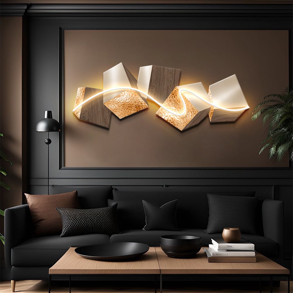 HMR - 39.4" LED Acrylic Abstract Geometric Wall Decor Modern Art Living Room Bedroom