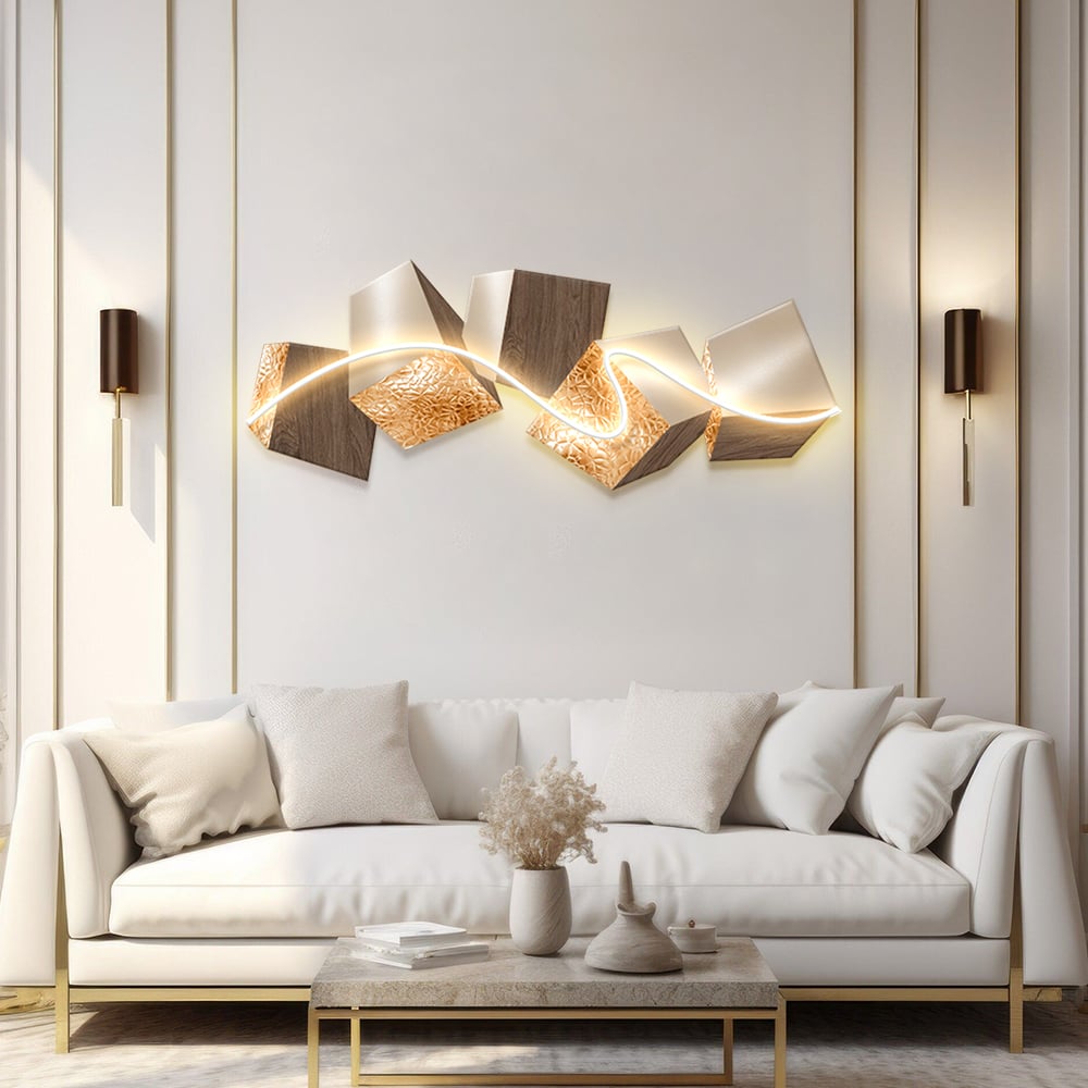 HMR - 39.4" LED Acrylic Abstract Geometric Wall Decor Modern Art Living Room Bedroom