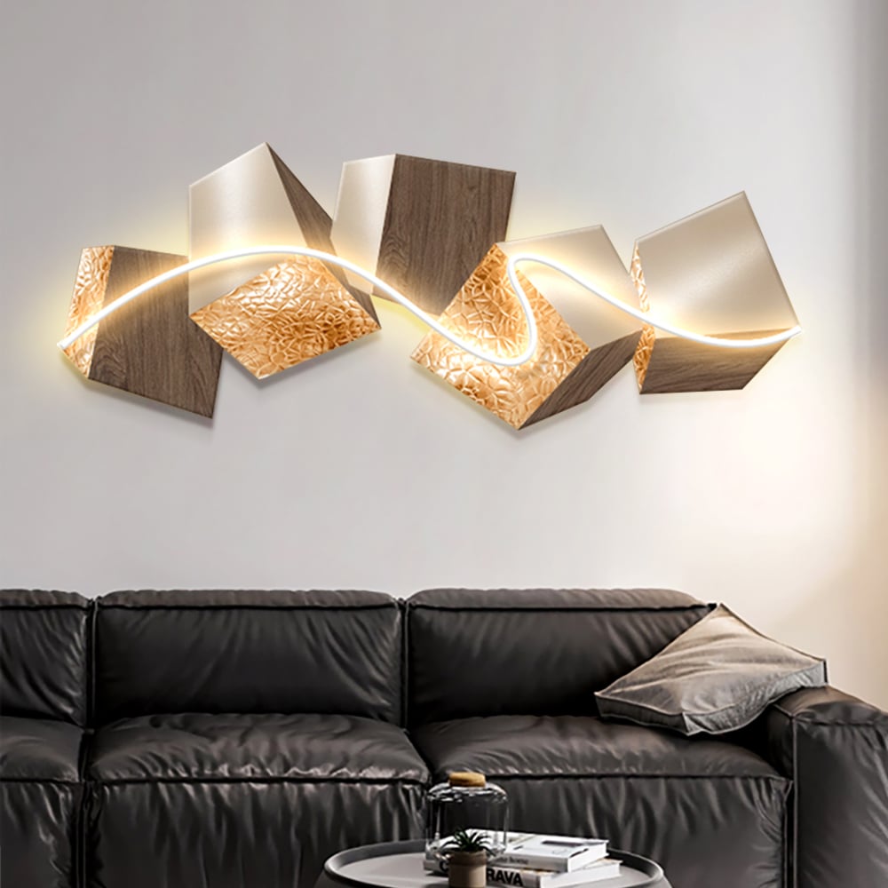 HMR - 39.4" LED Acrylic Abstract Geometric Wall Decor Modern Art Living Room Bedroom