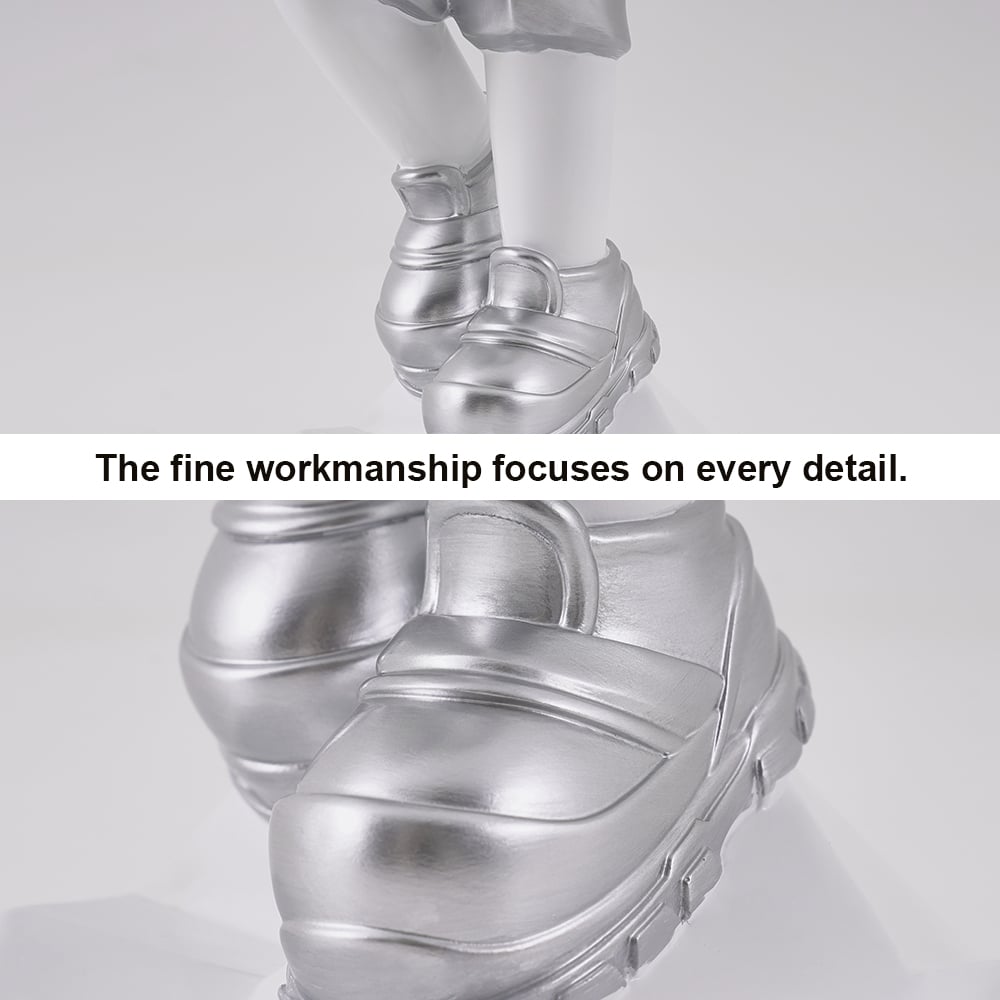 HMR - 23.6" Silver Astronaut Floor Statue Sculpture Decor Art Side Table with Wireless Charger