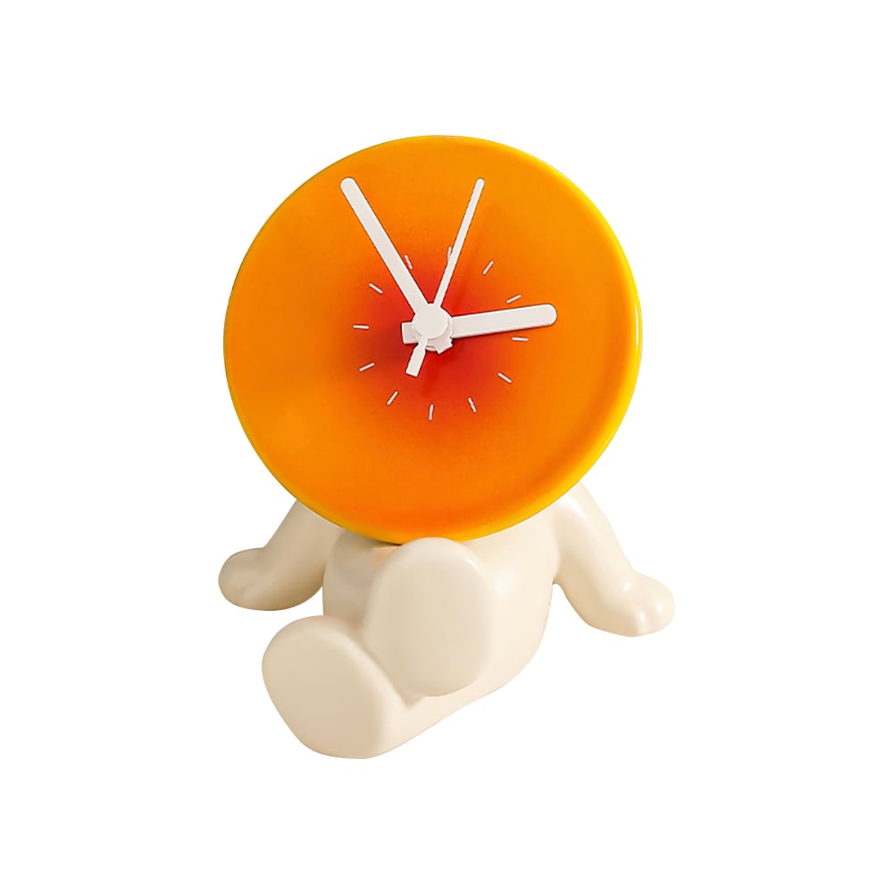 HMR - Modern Novelty Ceramic White & Orange Table Clock Home Decoration