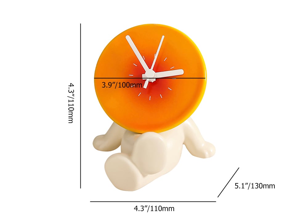 HMR - Modern Novelty Ceramic White & Orange Table Clock Home Decoration