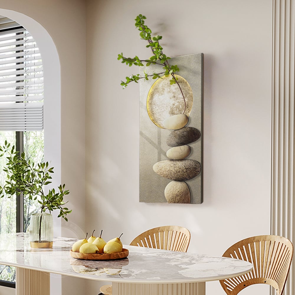 HMR - 31.5" LED Wall Art Japandi Abstract Geometric Acrylic Stone Shape Decor USB Lighting