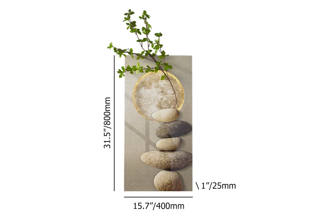 HMR - 31.5" LED Wall Art Japandi Abstract Geometric Acrylic Stone Shape Decor USB Lighting