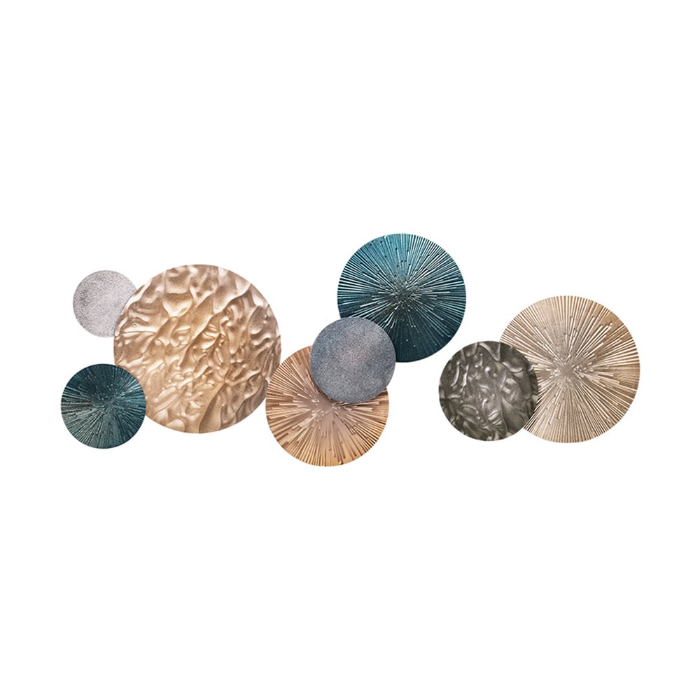 HMR - 3D Art Deco Large Metal Round Textured Wall Decor for Living Room Bedroom