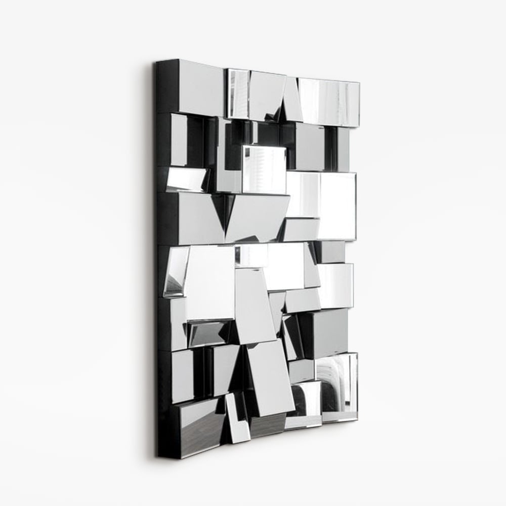 HMR - 39.4" Glam Irregular Silver Decorative Frameless Earthquake Wall Mirror