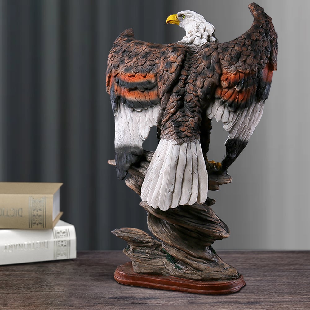 HMR - Bronze Resin Eagle Sculpture Statue with Rising Wings Animal Figurine Decor Ornament