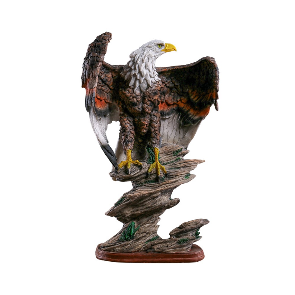 HMR - Bronze Resin Eagle Sculpture Statue with Rising Wings Animal Figurine Decor Ornament