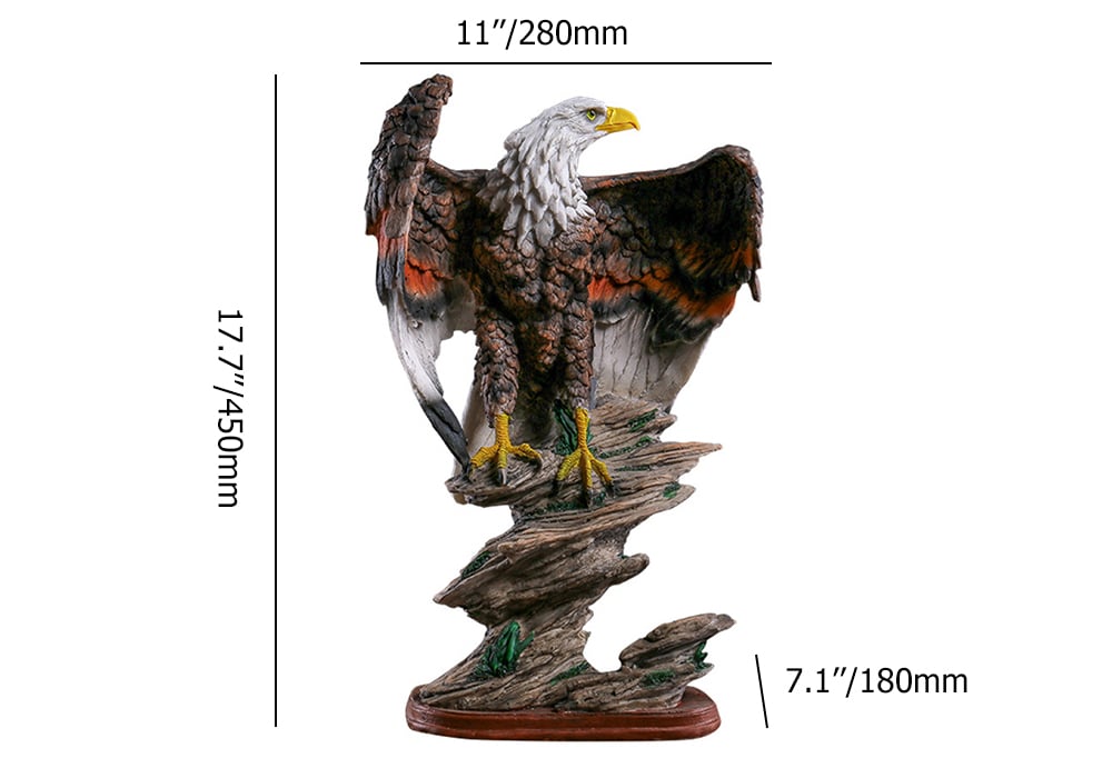HMR - Bronze Resin Eagle Sculpture Statue with Rising Wings Animal Figurine Decor Ornament