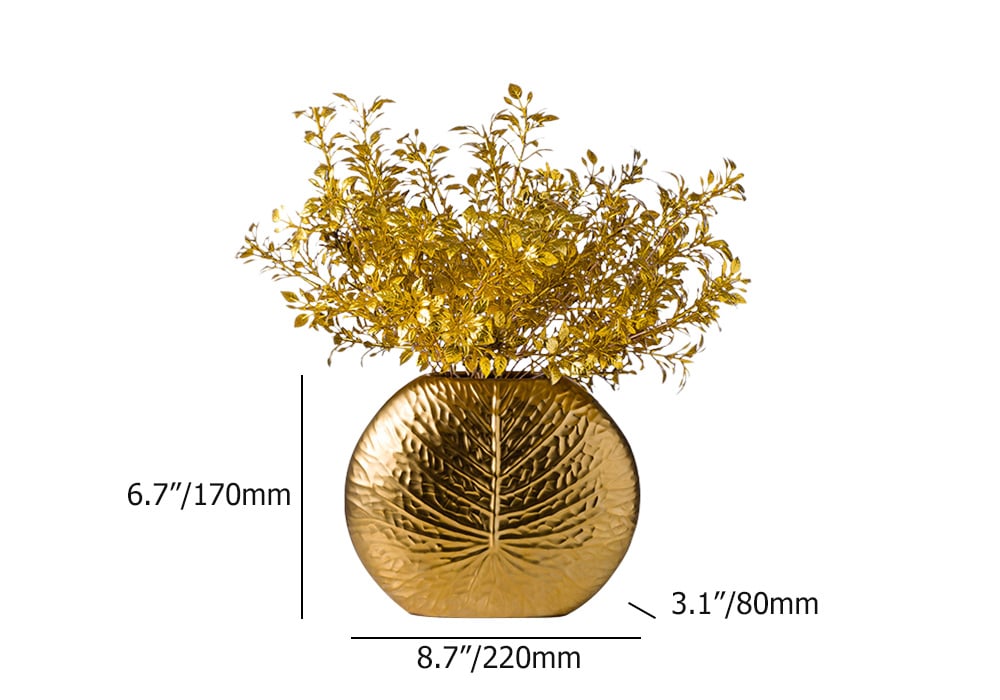 HMR - Bronze Gold Luxury Artificial Plants in Vase Creative Ceramic Vase Artificial Plants Set