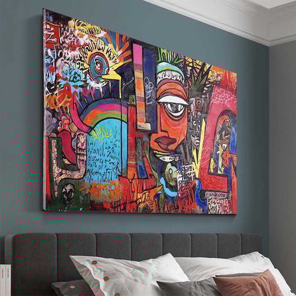 HMR - Abstract Geometric People Colorful Graffiti Wall Art Decor Canvas Prints Living Room