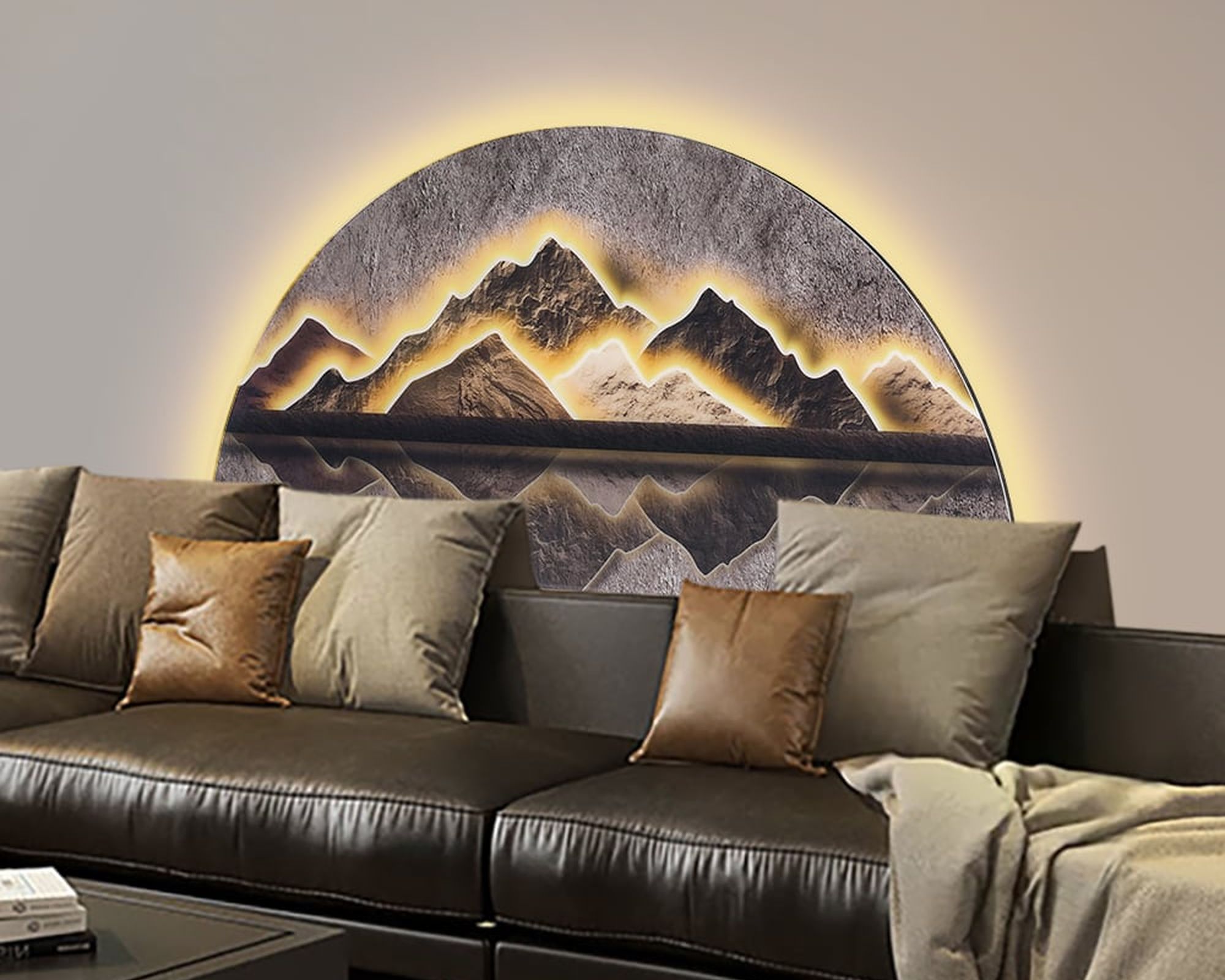 HMR Modern Abstract LED Lighting Wall Decorative Painting Living Room Decorative - Multi-color, 31.5"W x 1.2"D x 15.7"H