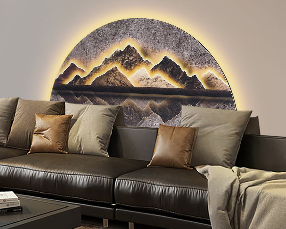 HMR Modern Abstract LED Lighting Wall Decorative Painting Living Room Decorative - Multi-color, 31.5"W x 1.2"D x 15.7"H
