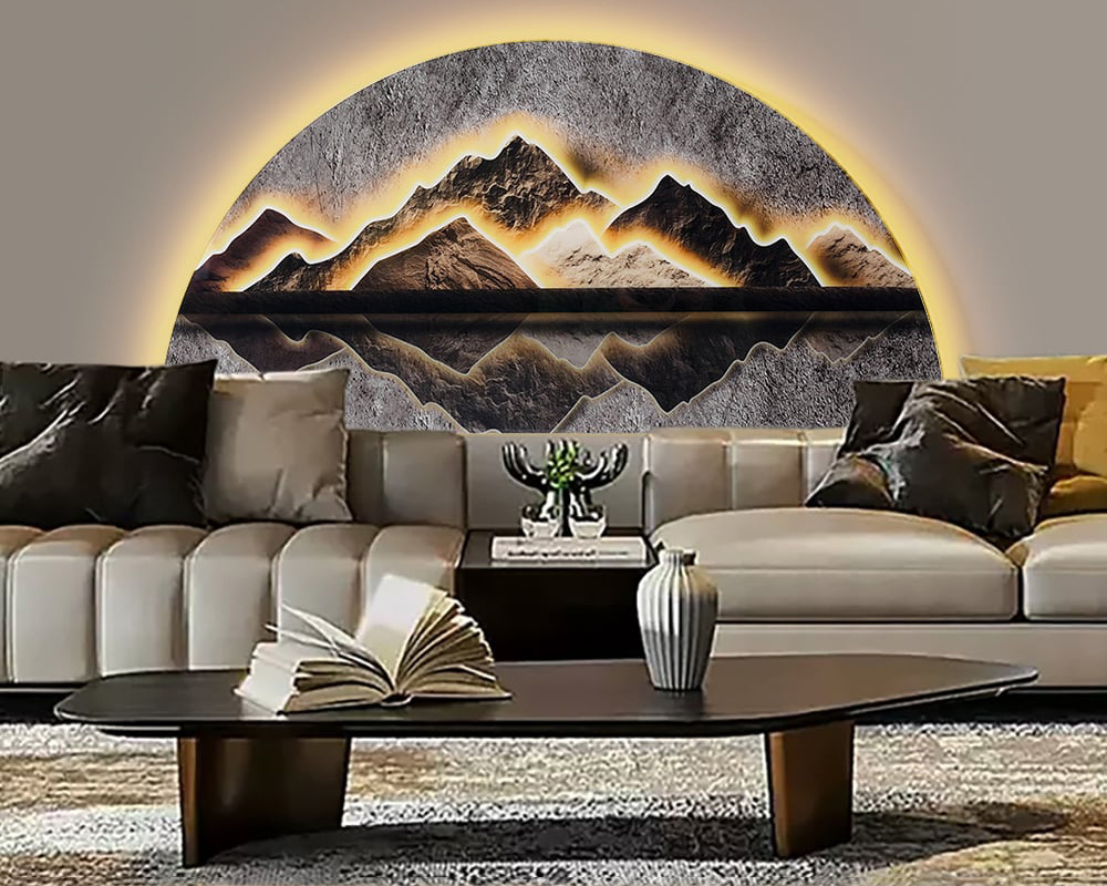 HMR Modern Abstract LED Lighting Wall Decorative Painting Living Room Decorative - Multi-color, 31.5"W x 1.2"D x 15.7"H