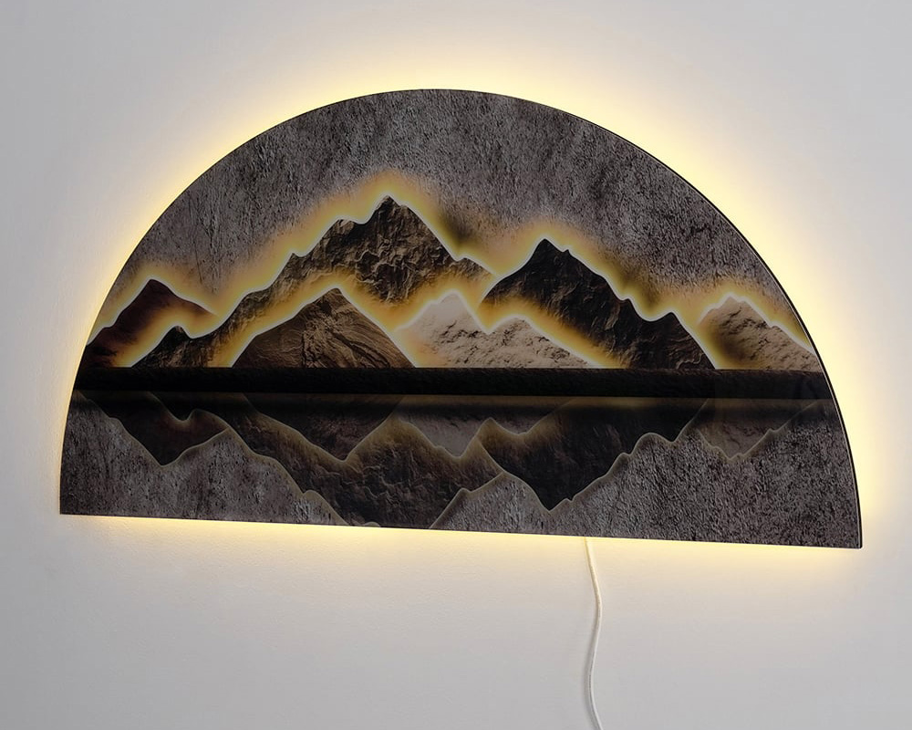 HMR Modern Abstract LED Lighting Wall Decorative Painting Living Room Decorative - Multi-color, 31.5"W x 1.2"D x 15.7"H