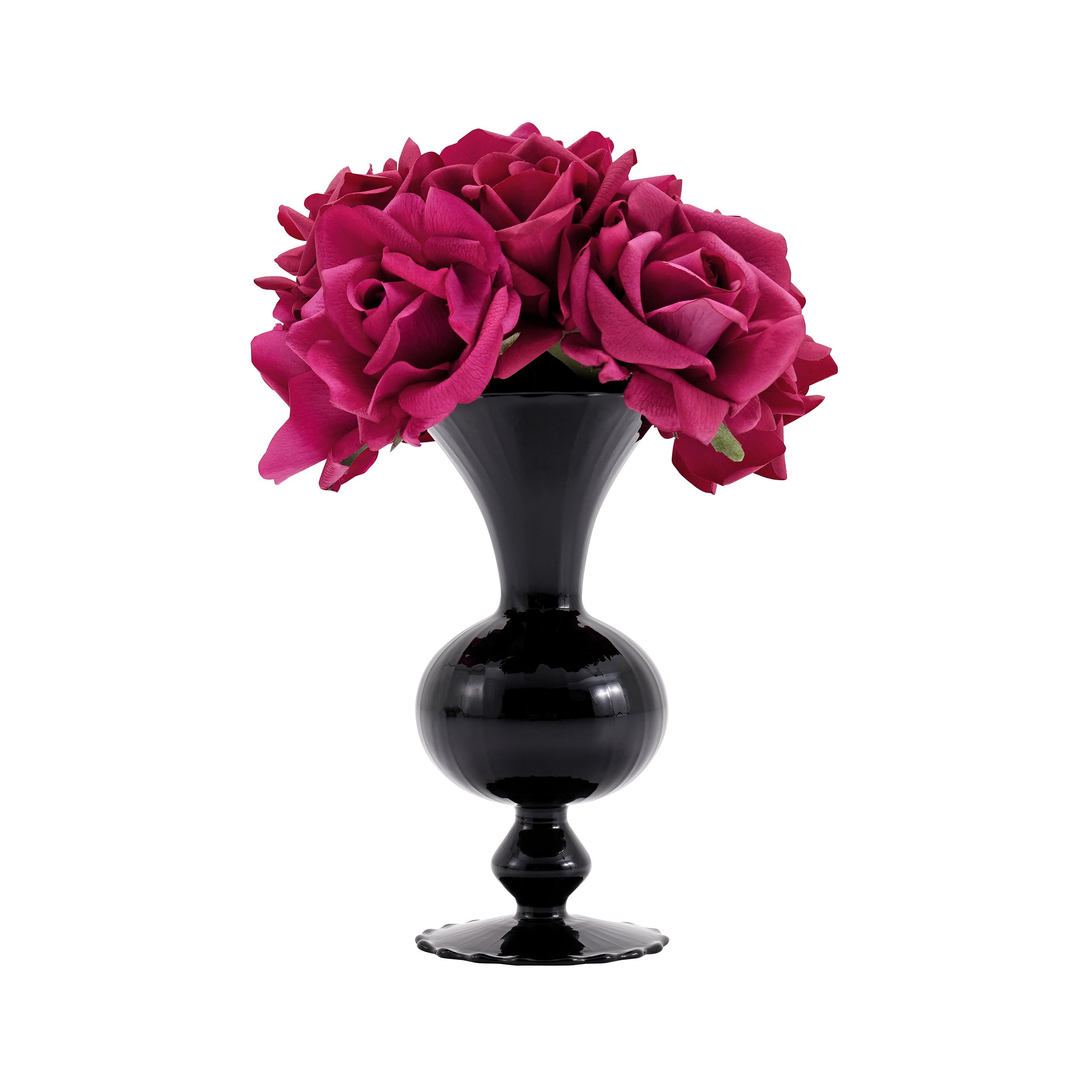 HMR - Modern Rose Artificial Flowers Arrangement in Black Vase Set