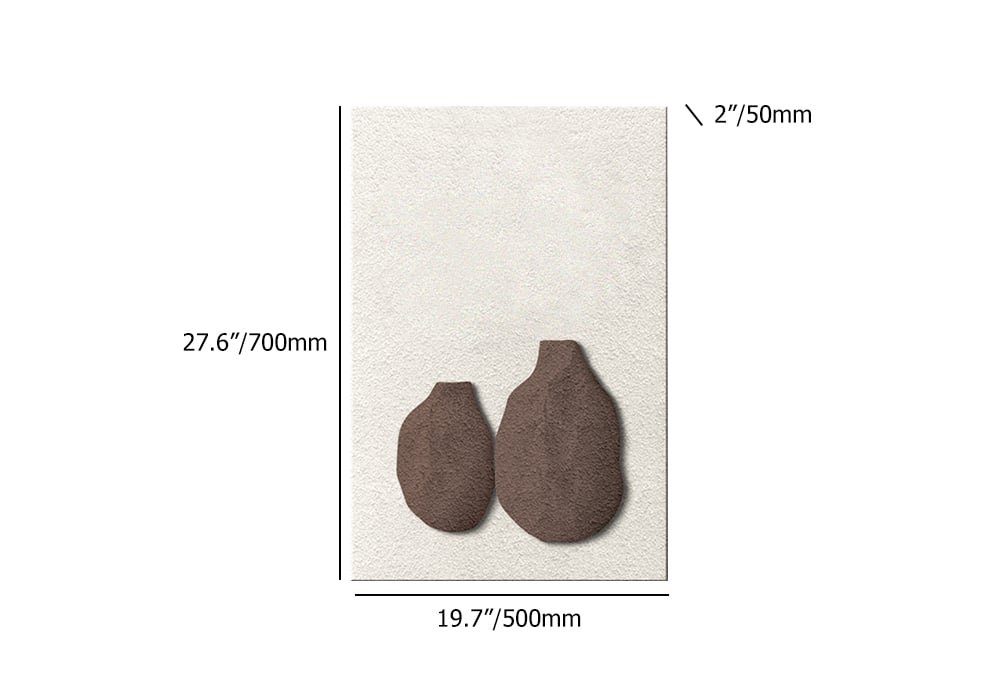 HMR - 27.6" Abstract Geometric Japandi Wall Art 3D Sculpture Decor With Vase in White & Brown