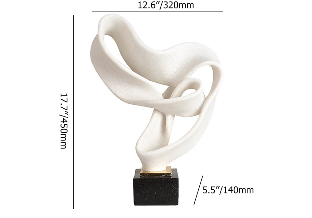 HMR Industrial Resin Abstract Sculpture Home Decorative Figurine Desk Art Decor - White